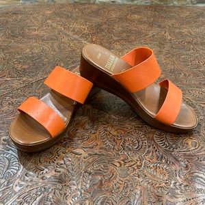 Orange Strapy Wedges, size 6.5 M